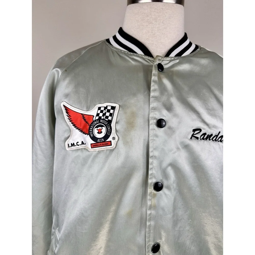 Vintage 80's IMCA‎ Hartwell  Satin Jacket Made In USA Size 2XL RARE Patina
